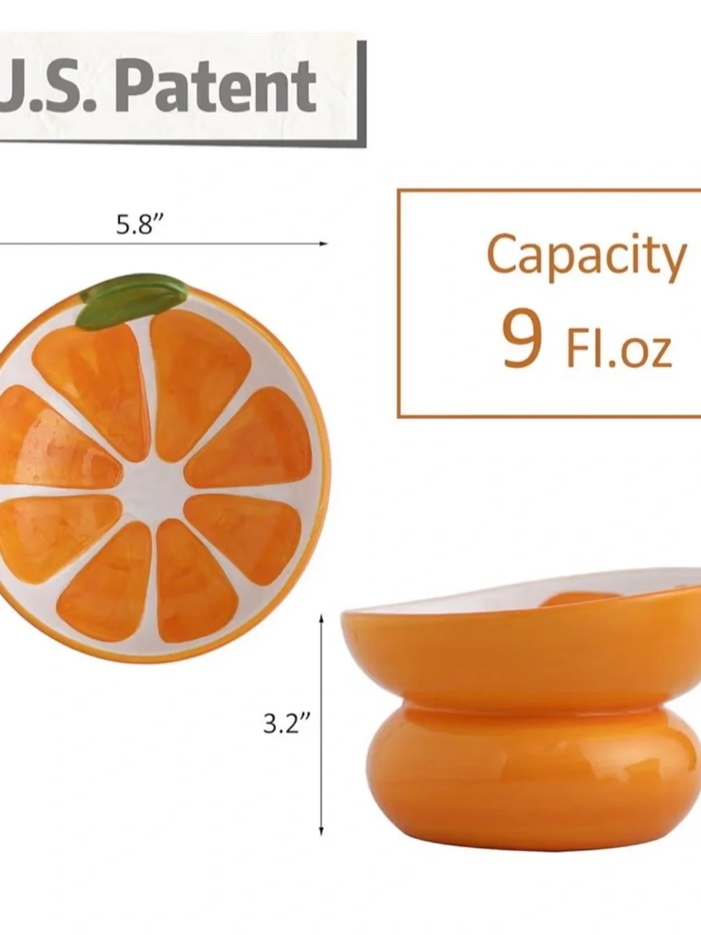 Ceramic Fruit Shaped Raised cat bowl New in box Orange fruit ceramic bowl